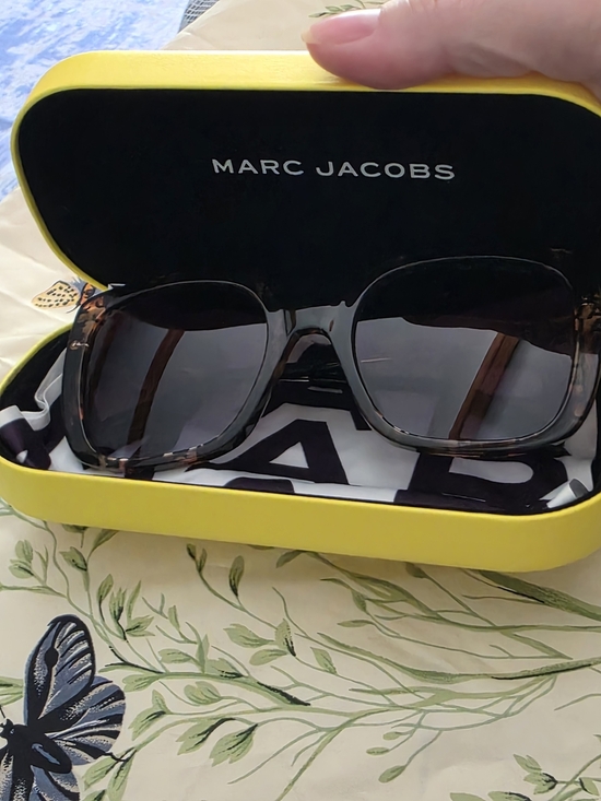 NWOT Marc Jacobs MARC 727/S Signature Logo Print Square Sunglasses Gold CAT 3 main image 14